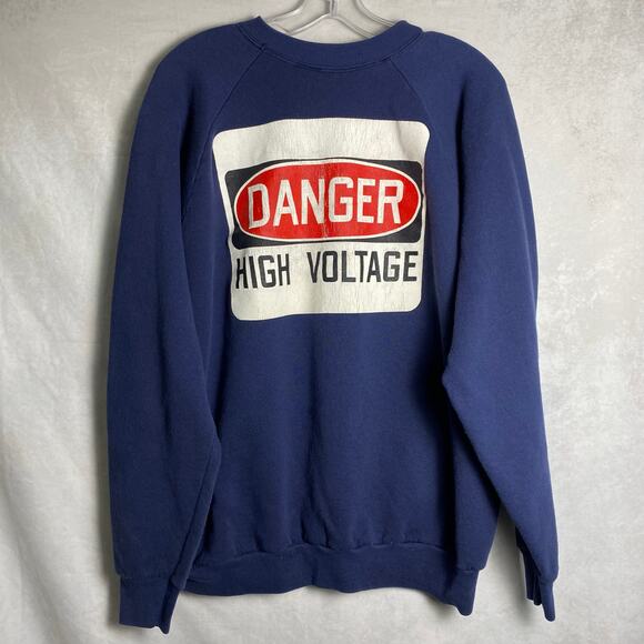 Vintage 90s High Voltage Electical Crewneck Sweatshirt Size XL - Picture 1 of 4